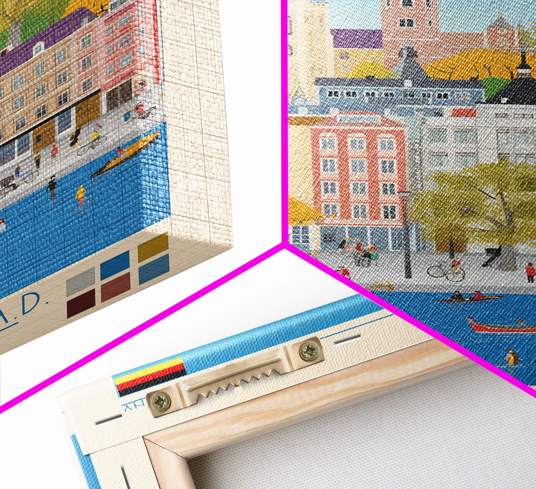 Hanover Germany Travel Poster Framed Canvas Print, Midcentury Modern Art, Pop Art Wall Decor, Scenic Wall Art, Living Room Decoration, Office Art