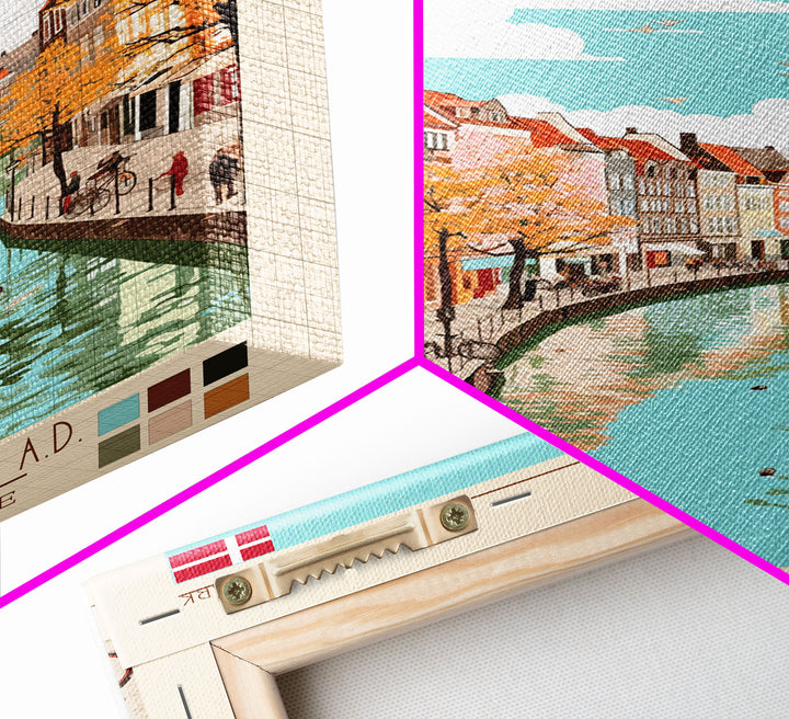 Horsens Denmark Travel Poster Framed Canvas Print, Midcentury Modern Art, Pop Art Wall Decor, Home Decor, Vacation Gift, Office Art