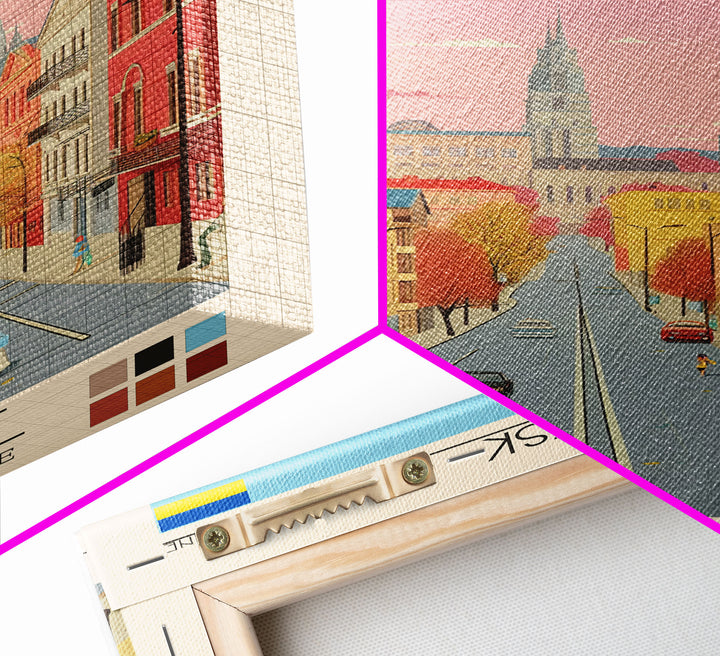 Ivano-Frankivsk Ukraine Travel Poster Framed Canvas Print, Vintage Style, Pop Art Home Decor, Scenic Wall Art, Bedroom Decoration, Office Gift