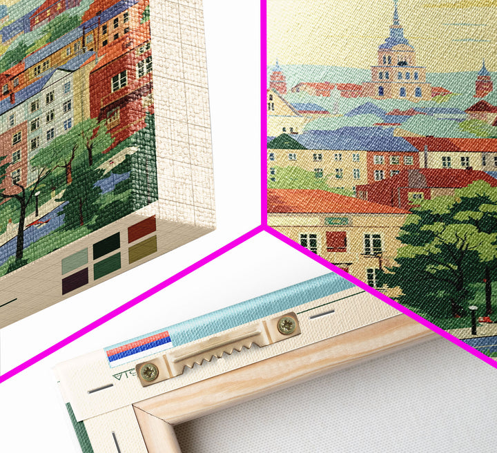 Izhevsk Russia Travel Poster Framed Canvas Print, Midcentury Modern Art, Pop Art Wall Decor, Scenic Living Room Art, Bedroom Gift