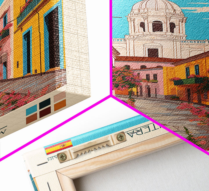 Jerez de la Frontera Spain Travel Poster Framed Canvas Print, Midcentury Modern Art, Pop Art Wall Decor, Scenic Bedroom Art, Office Decoration