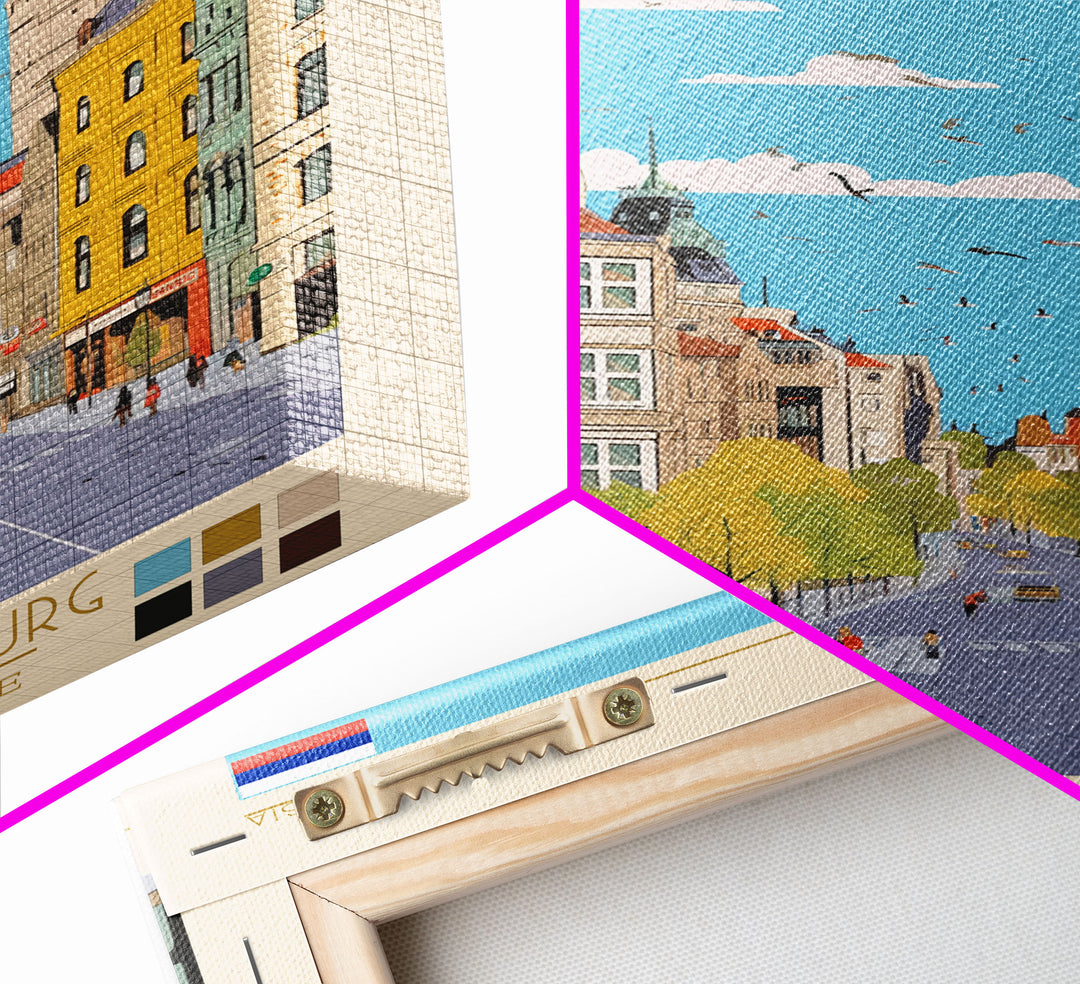 Kaliningrad Russia Travel Poster Framed Canvas Print, Midcentury Modern Art, Pop Art Wall Decor, Home Decor, Vacation Gift, Bedroom Art