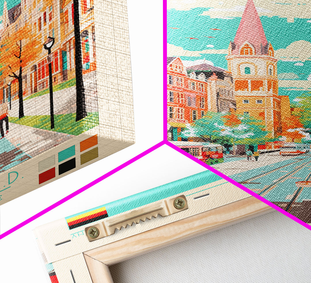 Karlsruhe Germany Travel Poster Framed Canvas Print, Vintage Style, Pop Art Home Decor, Scenic Wall Art, Bedroom Decoration, Office Gift