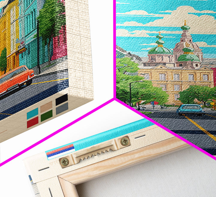 Kemerovo Russia Travel Poster Framed Canvas Print, Vintage Style, Pop Art Home Decor, Scenic Wall Art, Bedroom Decoration, Office Gift