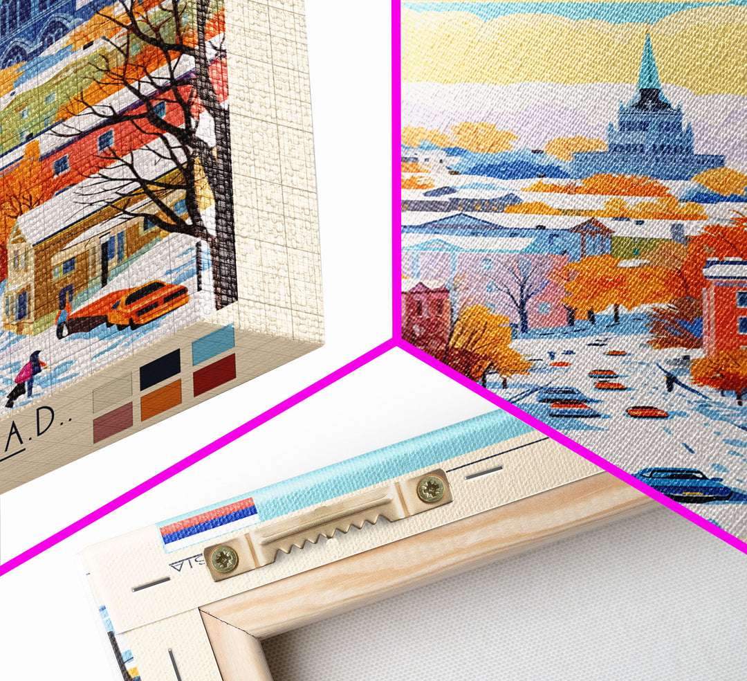 Khabarovsk Russia Travel Poster Framed Canvas Print, Midcentury Modern Art, Pop Art Wall Decor, Home Decor, Vacation Gift, Office Art