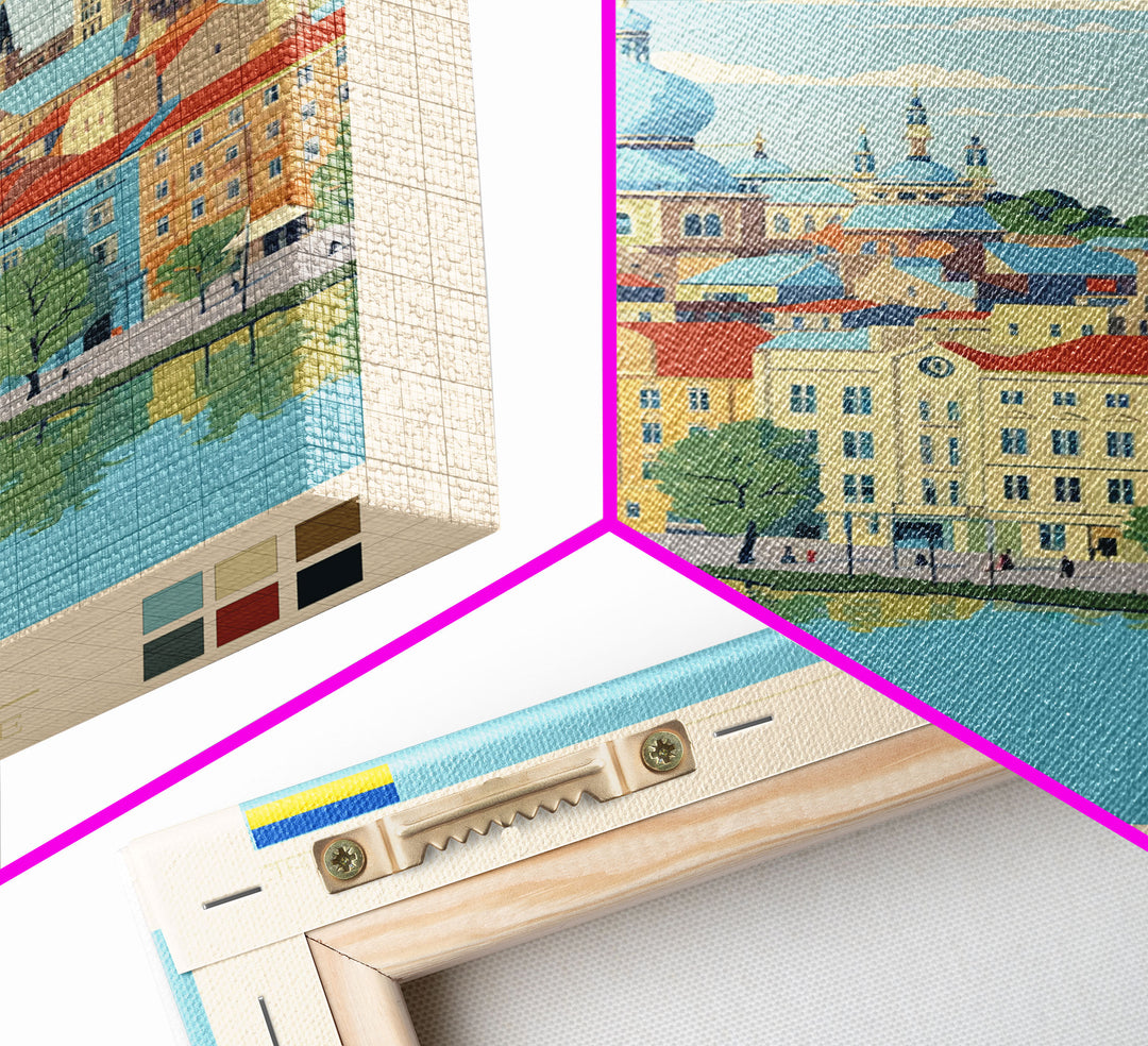 Kharkiv Ukraine Travel Poster Framed Canvas Print, Midcentury Modern Art, Pop Art Wall Decor, Scenic Living Room Art, Bedroom Gift