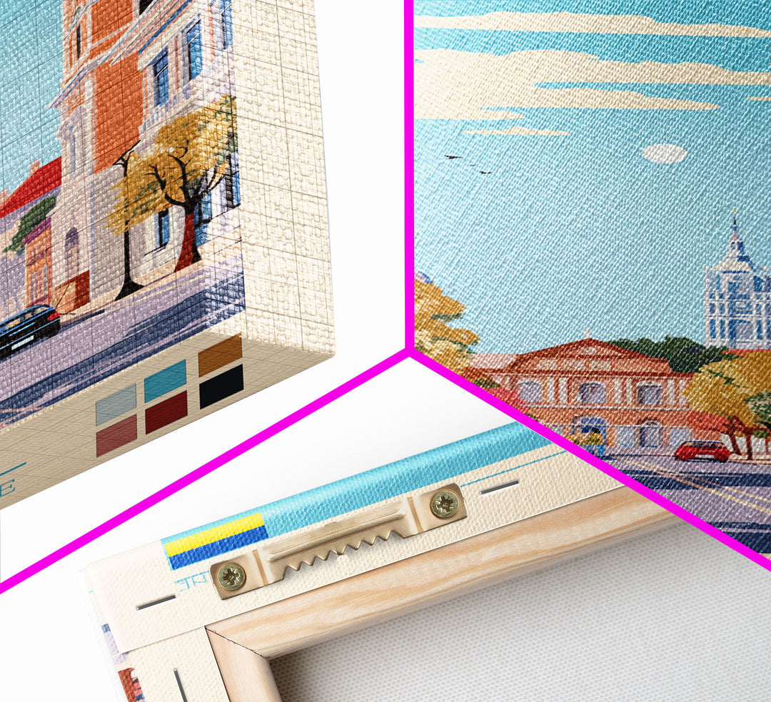 Kherson Ukraine Travel Poster Framed Canvas Print, Midcentury Modern Art, Pop Art Wall Decor, Scenic Wall Art, Living Room Decoration, Office Art