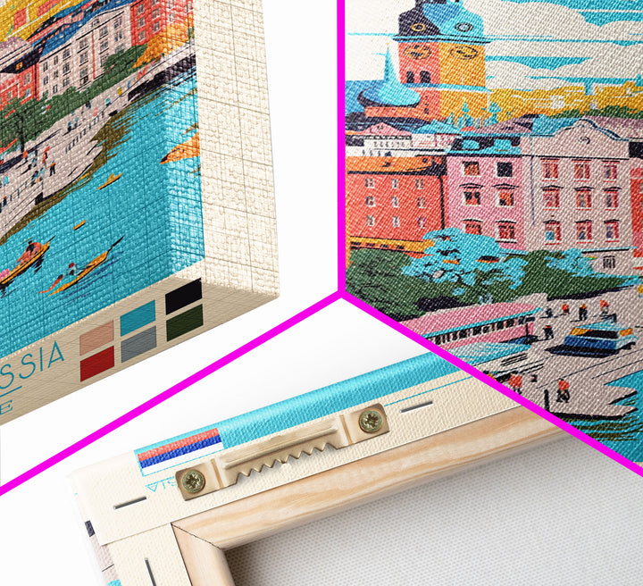 Khimki Russia Travel Poster Framed Canvas Print, Midcentury Modern Art, Pop Art Wall Decor, Home Decor, Vacation Gift, Bedroom Art