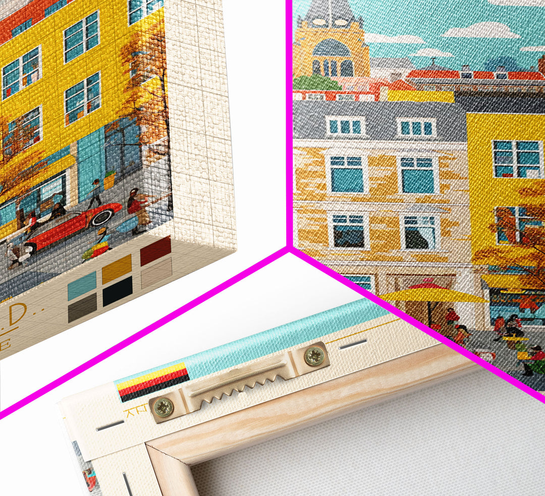 Kiel Germany Travel Poster Framed Canvas Print, Midcentury Modern Art, Pop Art Wall Decor, Scenic Wall Art, Living Room Decoration, Office Art