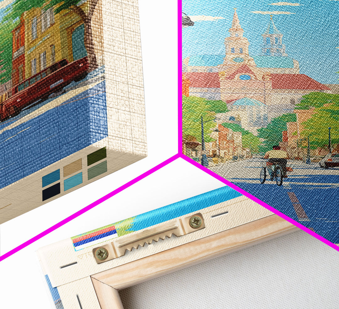 Kirov Russia Travel Poster Framed Canvas Print, Midcentury Modern Art, Pop Art Wall Decor, Scenic Living Room Art, Bedroom Decor