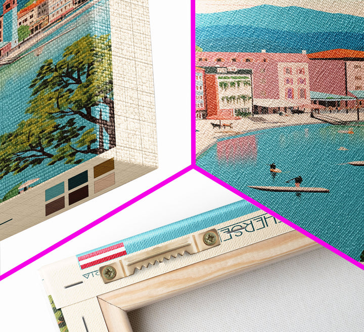 Klagenfurt am Wörthersee Austria Travel Poster Framed Canvas Print, Vintage Style, Pop Art Home Decor, Scenic Wall Art, Bedroom Decoration, Office Gift