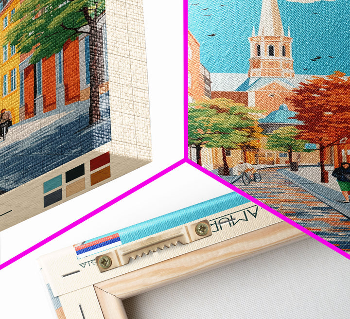 Komsomolsk on Amur Russia Travel Poster Framed Canvas Print, Midcentury Modern Art, Pop Art Wall Decor, Scenic Wall Art, Living Room Decoration, Office Art