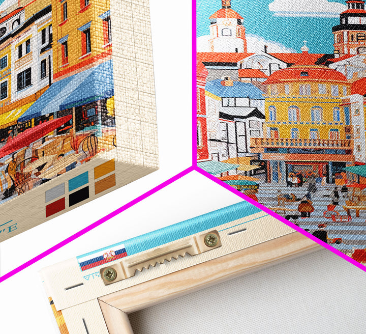 Kragujevac Serbia Travel Poster Framed Canvas Print, Midcentury Modern Art, Pop Art Wall Decor, Scenic Wall Art, Living Room Decoration, Office Art