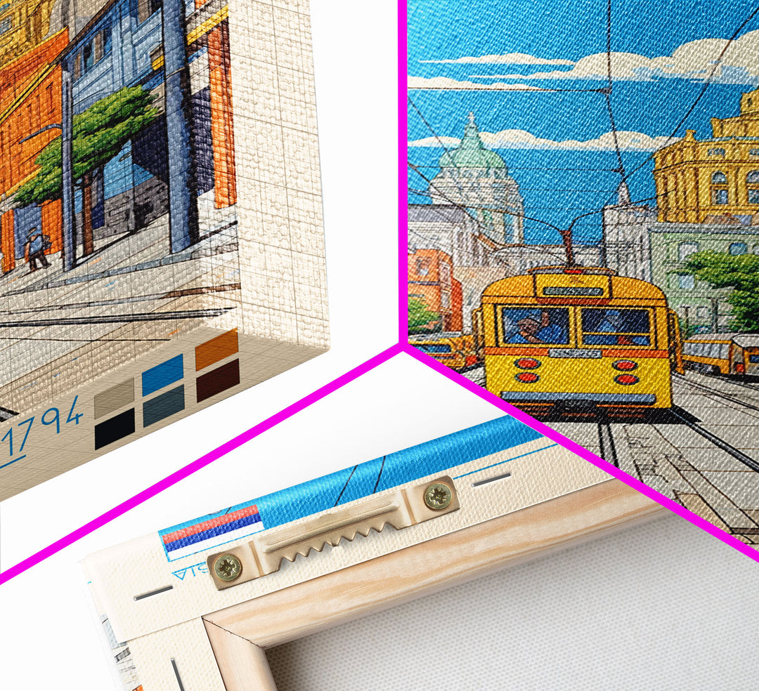 Krasnodar Russia Travel Poster Framed Canvas Print, Midcentury Modern Art, Pop Art Wall Decor, Scenic Wall Art, Living Room Decoration, Office Art