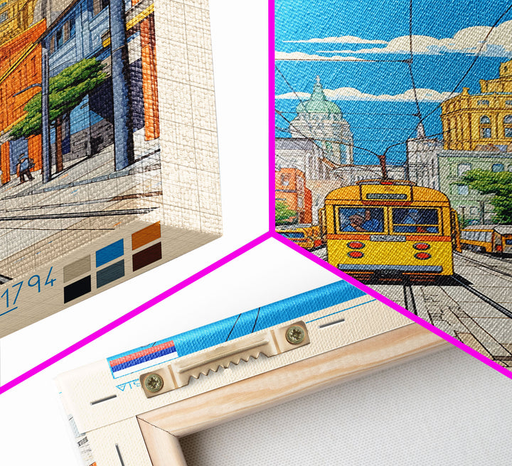 Krasnodar Russia Travel Poster Framed Canvas Print, Midcentury Modern Art, Pop Art Wall Decor, Scenic Wall Art, Living Room Decoration, Office Art