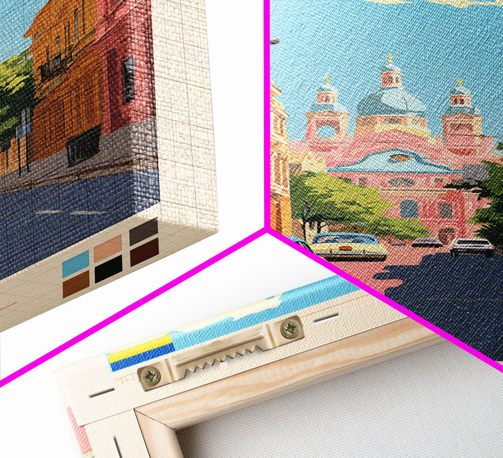 Kryvyi Rih Ukraine Travel Poster Framed Canvas Print, Midcentury Modern Art, Pop Art Wall Decor, Scenic Wall Art, Living Room Decoration, Office Art