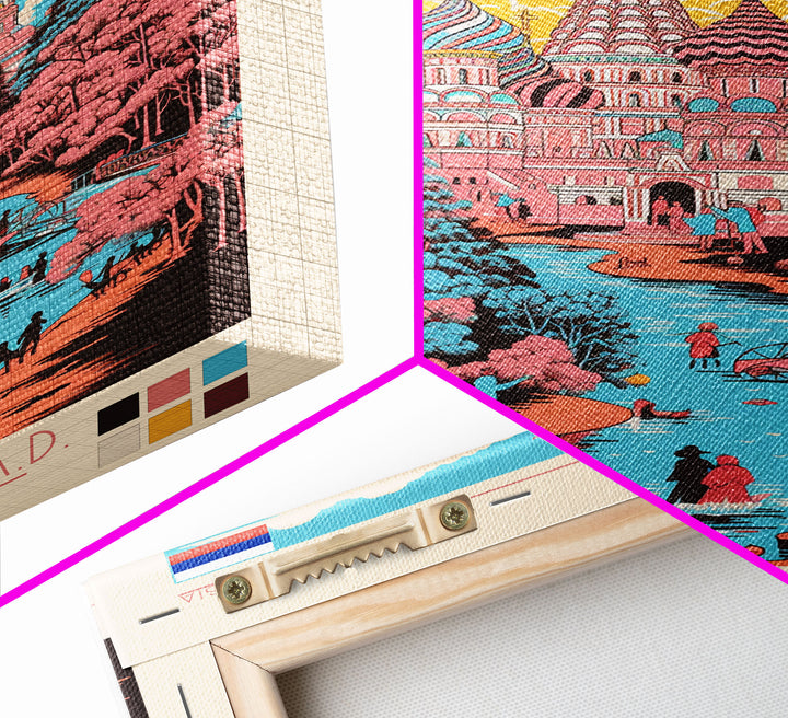 Kurgan Russia Travel Poster Framed Canvas Print, Midcentury Modern Art, Pop Art Wall Decor, Scenic Wall Art, Living Room Decoration, Office Gift