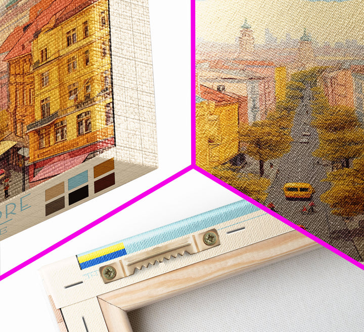 Kyiv Ukraine Travel Poster Framed Canvas Print, Vintage Style, Pop Art Home Decor, Scenic Wall Art, Bedroom Decoration, Office Gift