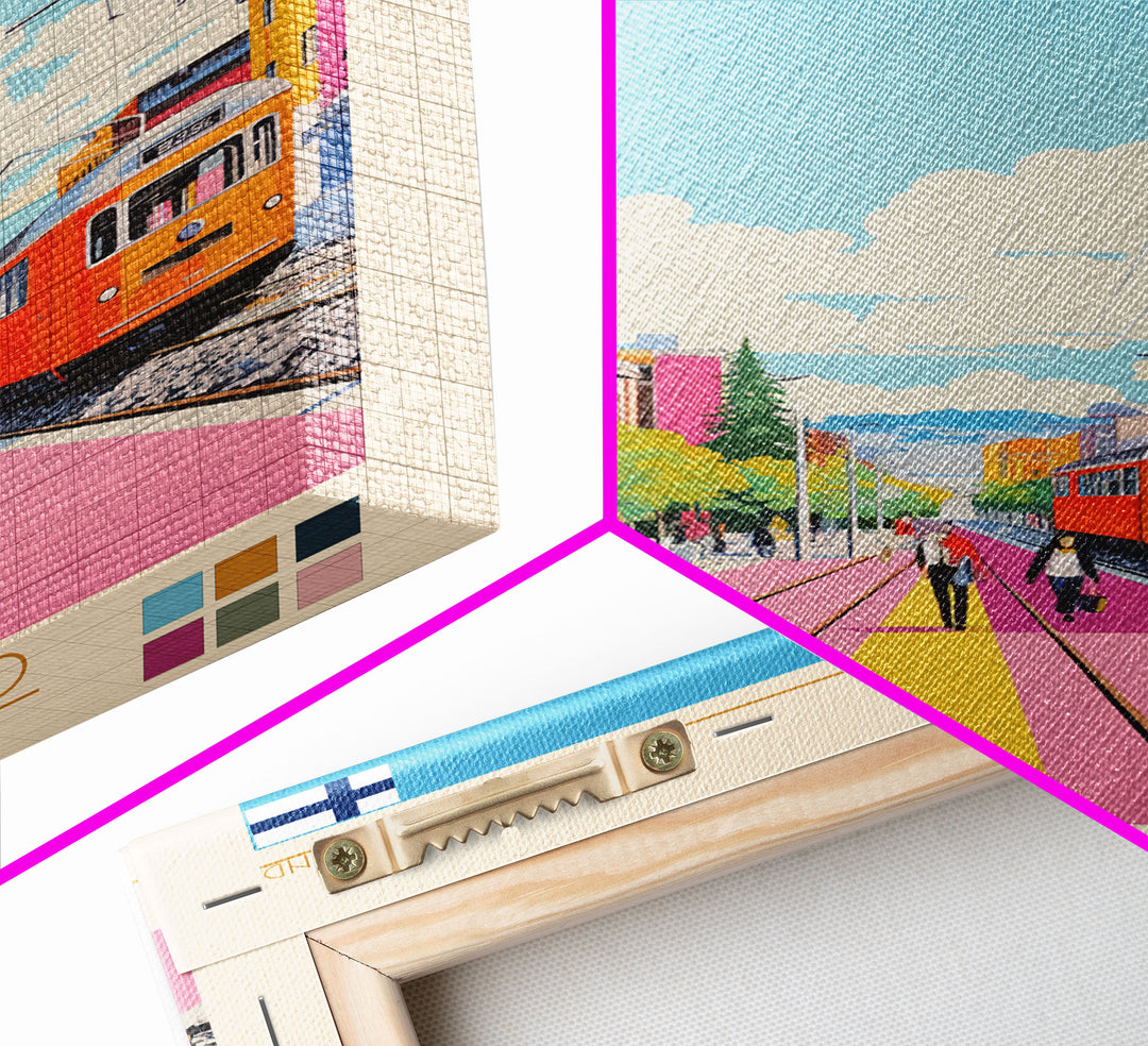 Lappeenranta Finland Travel Poster Framed Canvas Print, Midcentury Modern Art, Pop Art Wall Decor, Home Decor, Vacation Gift, Bedroom Art