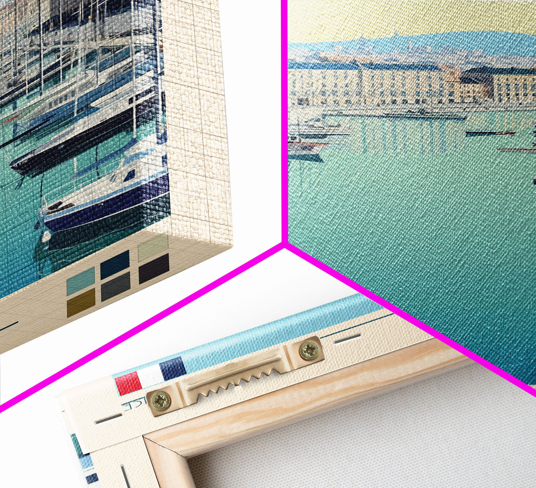 Le Havre France Travel Poster Framed Canvas Print, Midcentury Modern Art, Pop Art Wall Decor, Scenic Bedroom Art, Office Decoration