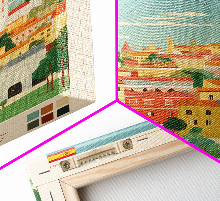 Leganés Spain Travel Poster Framed Canvas Print, Vintage Style, Pop Art Home Decor, Scenic Wall Art, Bedroom Decoration, Office Gift