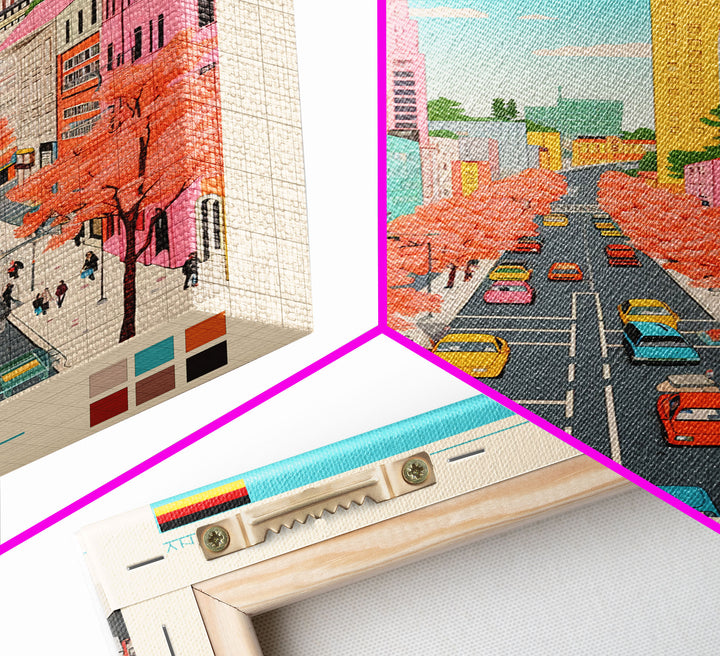 Leipzig Germany Travel Poster Framed Canvas Print, Midcentury Modern Art, Pop Art Wall Decor, Scenic Living Room Art, Bedroom Gift