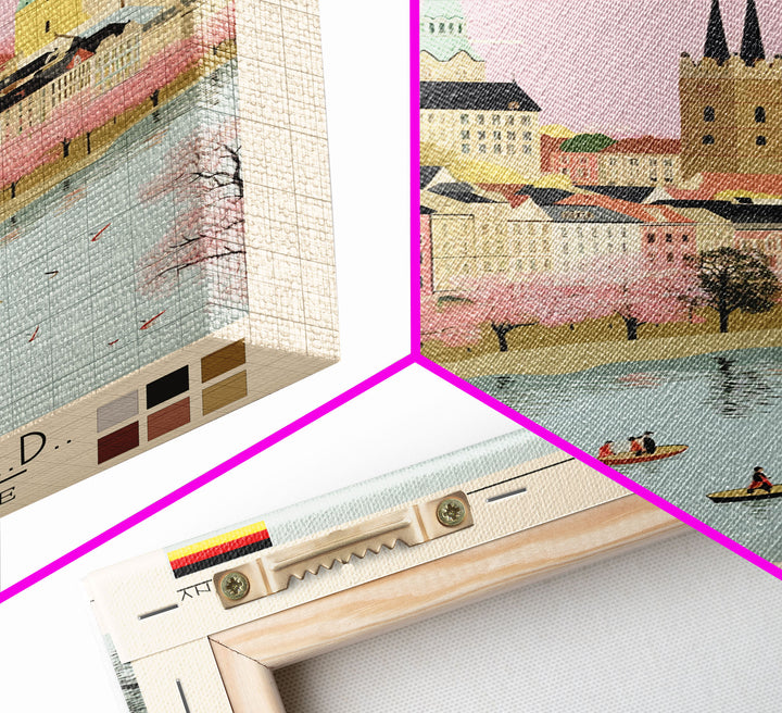 Magdeburg Germany Travel Poster Framed Canvas Print, Midcentury Modern Art, Pop Art Wall Decor, Home Decor, Vacation Gift, Office Art