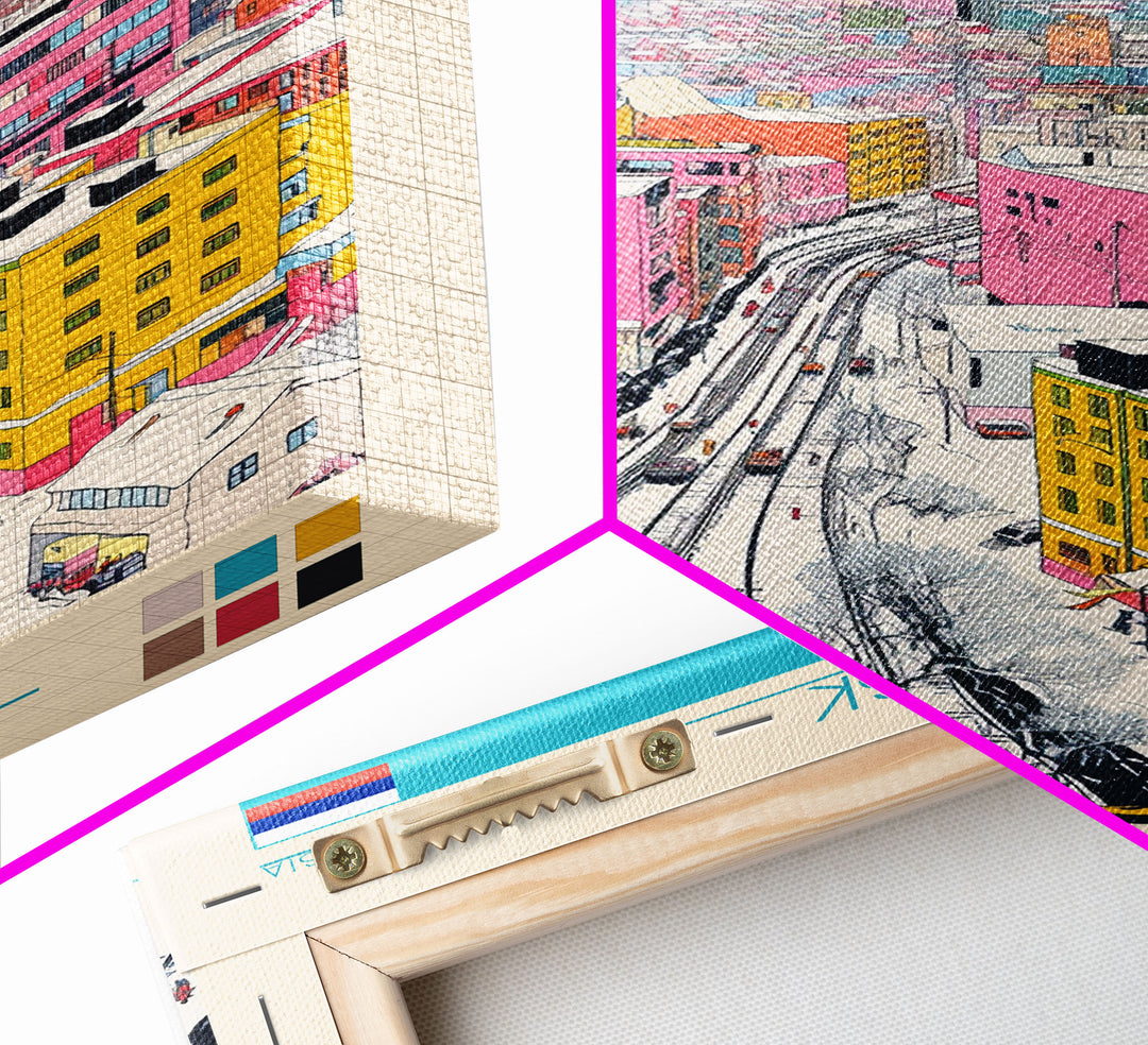 Magnitogorsk Russia Travel Poster Framed Canvas Print, Midcentury Modern Art, Pop Art Wall Decor, Scenic Living Room Art, Bedroom Gift