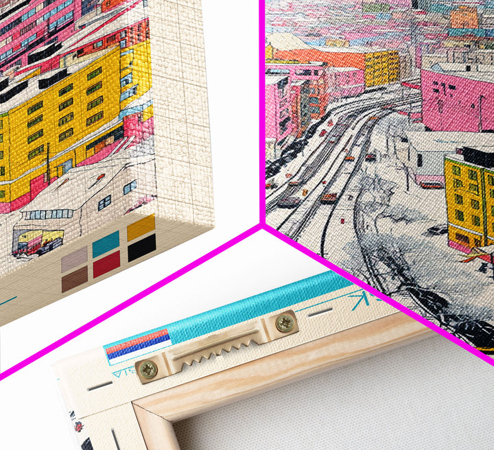 Magnitogorsk Russia Travel Poster Framed Canvas Print, Midcentury Modern Art, Pop Art Wall Decor, Scenic Living Room Art, Bedroom Gift