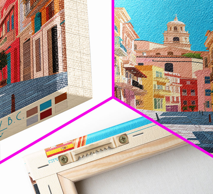 Málaga Spain Travel Poster Framed Canvas Print, Vintage Style, Pop Art Home Decor, Scenic Wall Art, Bedroom Decoration, Office Gift