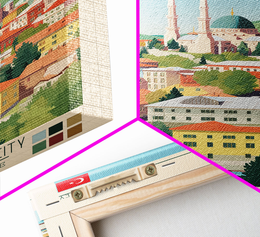 Malatya Turkey Travel Poster Framed Canvas Print, Midcentury Modern Art, Pop Art Wall Decor, Scenic Wall Art, Living Room Decoration, Office Gift