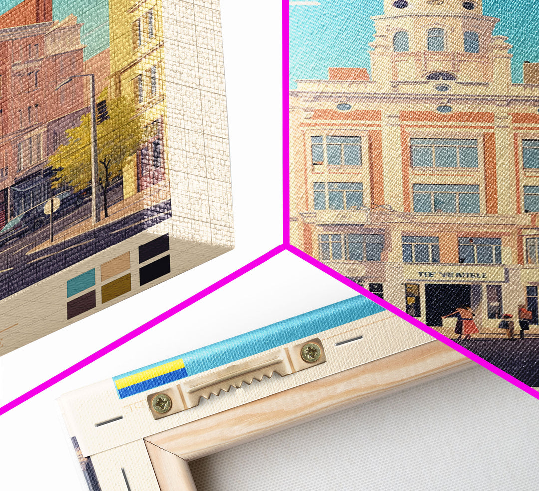 Mariupol Ukraine Travel Poster Framed Canvas Print, Midcentury Modern Art, Pop Art Wall Decor, Home Decor, Vacation Gift, Office Art