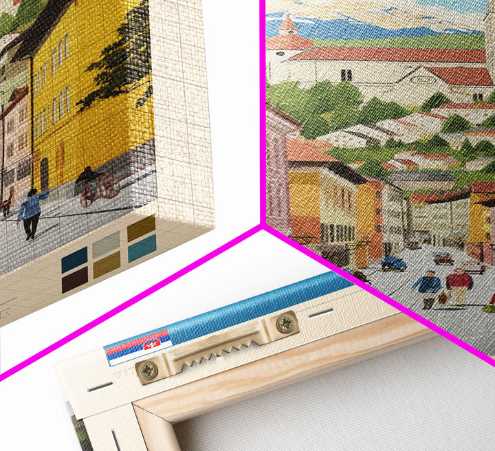 Martin Slovakia Travel Poster Framed Canvas Print, Midcentury Modern Art, Pop Art Wall Decor, Scenic Wall Art, Living Room Decoration, Office Art