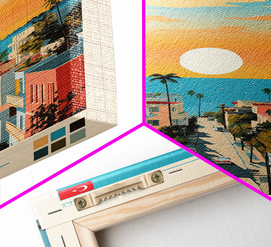 Mersin Turkey Travel Poster Framed Canvas Print, Midcentury Modern Art, Pop Art Wall Decor, Scenic Wall Art, Living Room Decoration, Office Gift