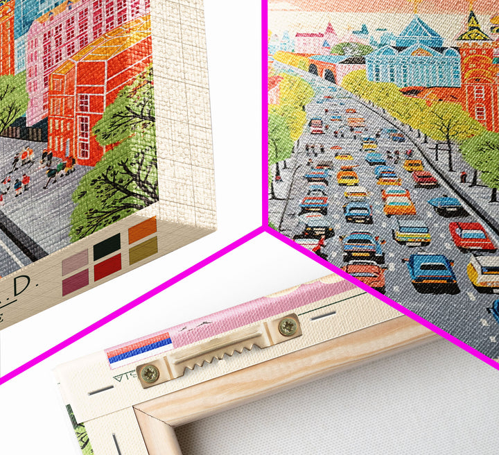 Moscow Russia Travel Poster Framed Canvas Print, Midcentury Modern Art, Pop Art Wall Decor, Scenic Wall Art, Living Room Decoration, Office Art