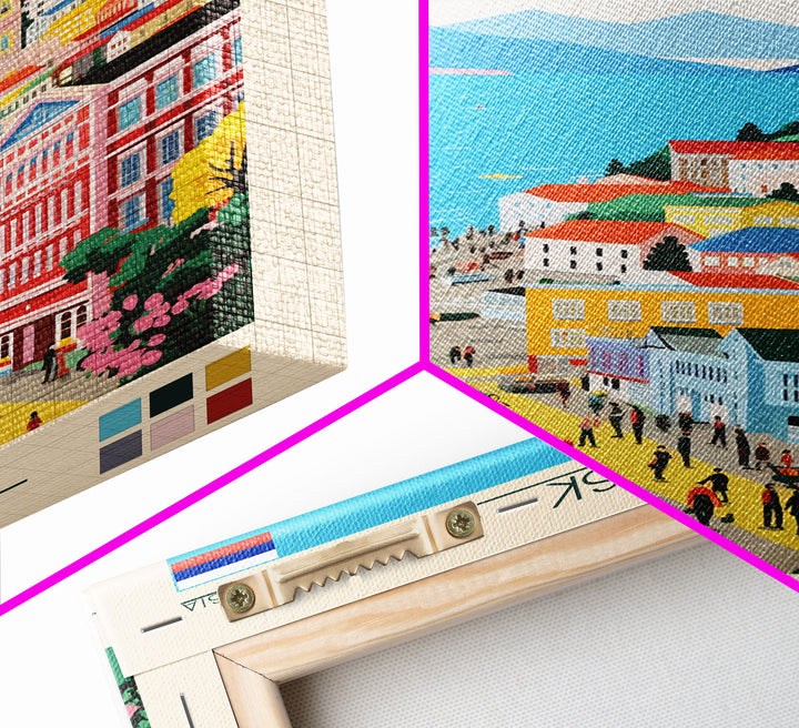 Novorossiysk Russia Travel Poster Framed Canvas Print, Midcentury Modern Art, Pop Art Wall Decor, Scenic Bedroom Art, Office Decoration