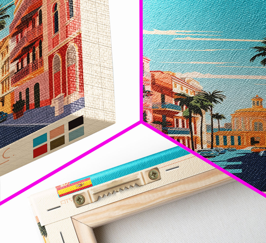 Palma Spain Travel Poster Framed Canvas Print, Vintage Style, Pop Art Home Decor, Scenic Wall Art, Bedroom Decoration, Office Gift