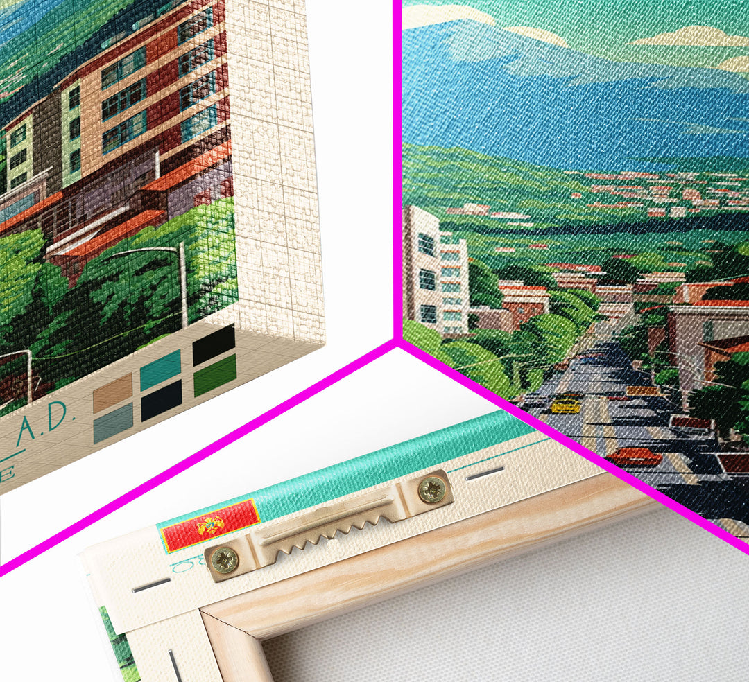 Podgorica Montenegro Travel Poster Framed Canvas Print, Vintage Style, Pop Art Home Decor, Scenic Wall Art, Bedroom Decoration, Office Gift