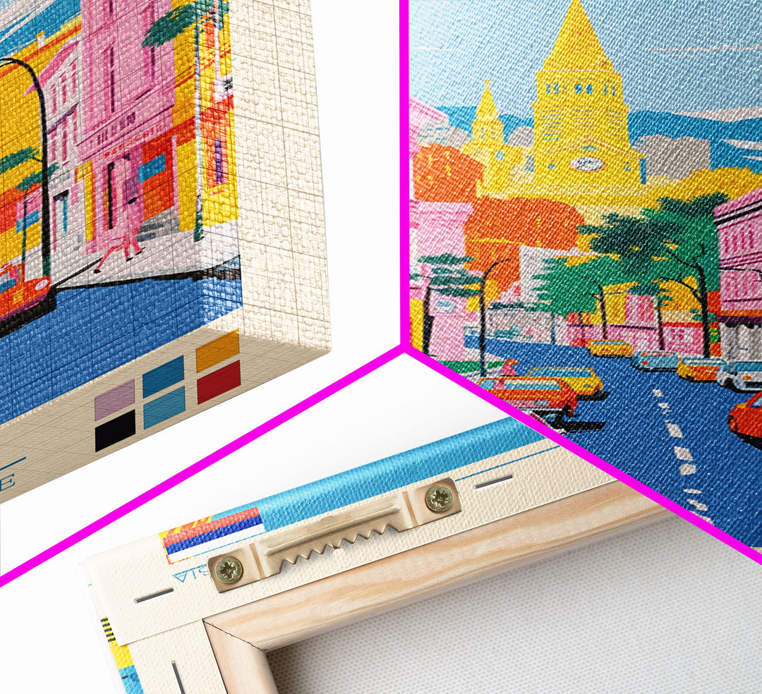 Podolsk Russia Travel Poster Framed Canvas Print, Midcentury Modern Art, Pop Art Wall Decor, Home Decor, Vacation Gift, Office Art