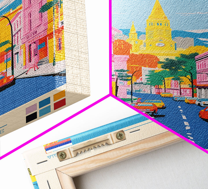 Podolsk Russia Travel Poster Framed Canvas Print, Midcentury Modern Art, Pop Art Wall Decor, Home Decor, Vacation Gift, Office Art