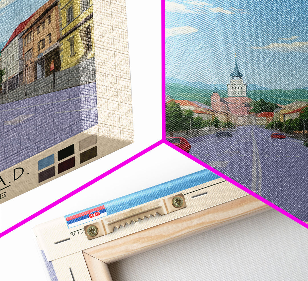 Poprad Slovakia Travel Poster Framed Canvas Print, Midcentury Modern Art, Pop Art Wall Decor, Scenic Wall Art, Living Room Decoration, Office Art