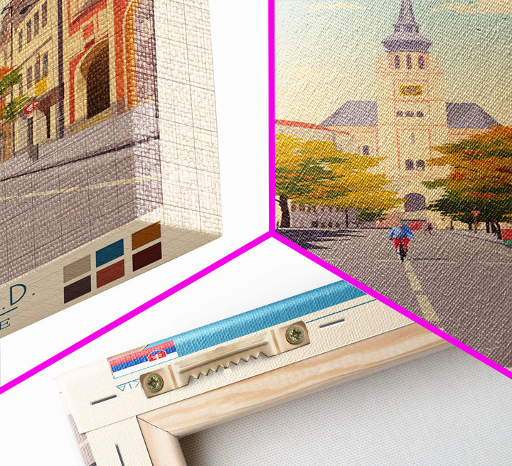 Prievidza Slovakia Travel Poster Framed Canvas Print, Midcentury Modern Art, Pop Art Wall Decor, Scenic Wall Art, Living Room Decoration, Office Art