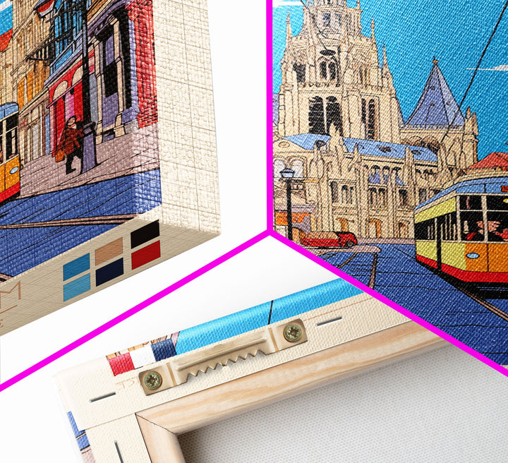 Reims France Travel Poster Framed Canvas Print, Midcentury Modern Art, Pop Art Wall Decor, Home Decor, Vacation Gift, Bedroom Art