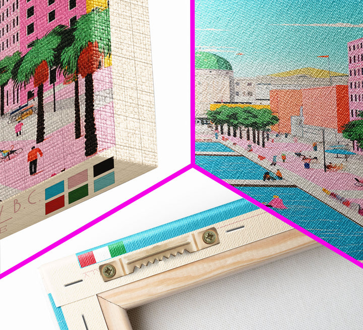 Rimini Italy Travel Poster Framed Canvas Print, Midcentury Modern Art, Pop Art Wall Decor, Scenic Bedroom Art, Office Decoration