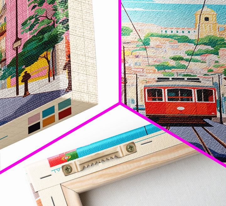 Rio Tinto Portugal Travel Poster Framed Canvas Print, Midcentury Modern Art, Pop Art Wall Decor, Scenic Living Room Art, Bedroom Decor