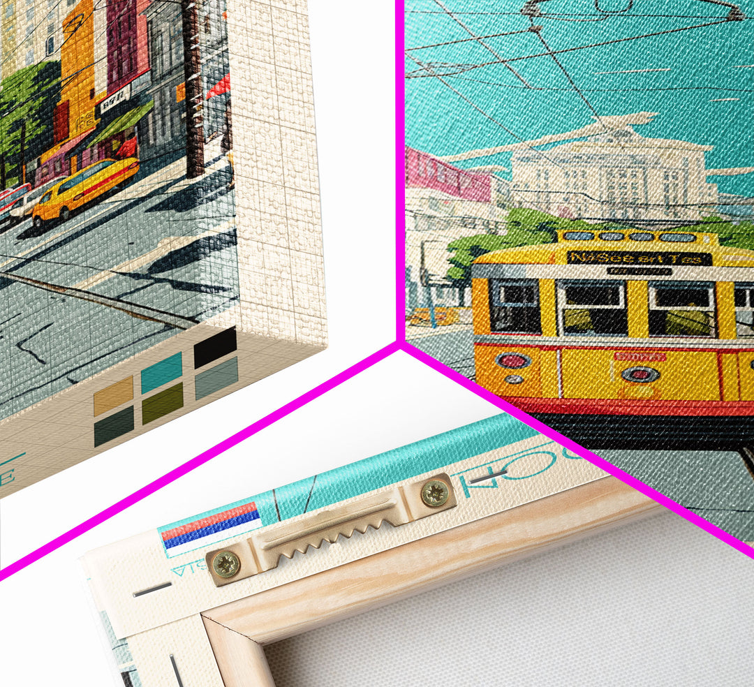 Rostov-on-Don Russia Travel Poster Framed Canvas Print, Midcentury Modern Art, Pop Art Wall Decor, Scenic Wall Art, Living Room Decoration, Office Art