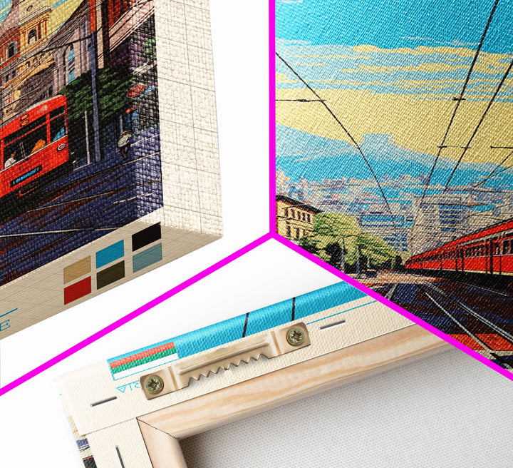 Ruse Bulgaria Travel Poster Framed Canvas Print, Midcentury Modern Art, Pop Art Wall Decor, Scenic Wall Art, Living Room Decoration, Office Gift