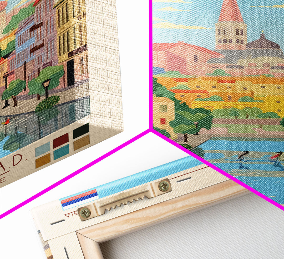 Ryazan Russia Travel Poster Framed Canvas Print, Midcentury Modern Art, Pop Art Wall Decor, Living Room Art, Home Decoration