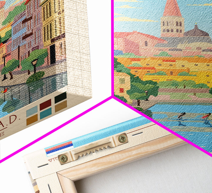 Ryazan Russia Travel Poster Framed Canvas Print, Midcentury Modern Art, Pop Art Wall Decor, Living Room Art, Home Decoration