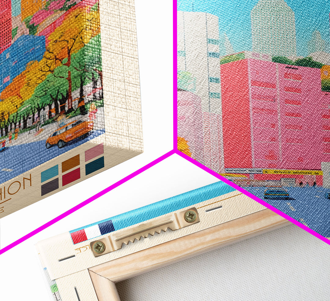 Saint-Denis France Travel Poster Framed Canvas Print, Midcentury Modern Art, Pop Art Wall Decor, Scenic Wall Art, Bedroom Decor